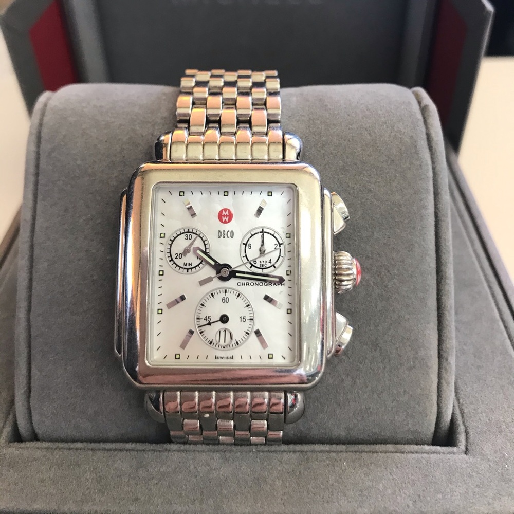 Michele Deco 18 Stainless Steel Watch w/ Box